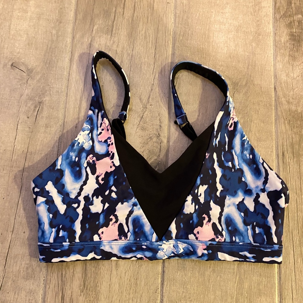 Lorna Jane Blue and Pink Patterned Sports Bra